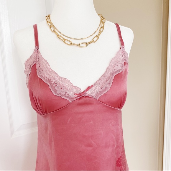 Vintage Dresses & Skirts - Vintage Lace Slip Silk Dress